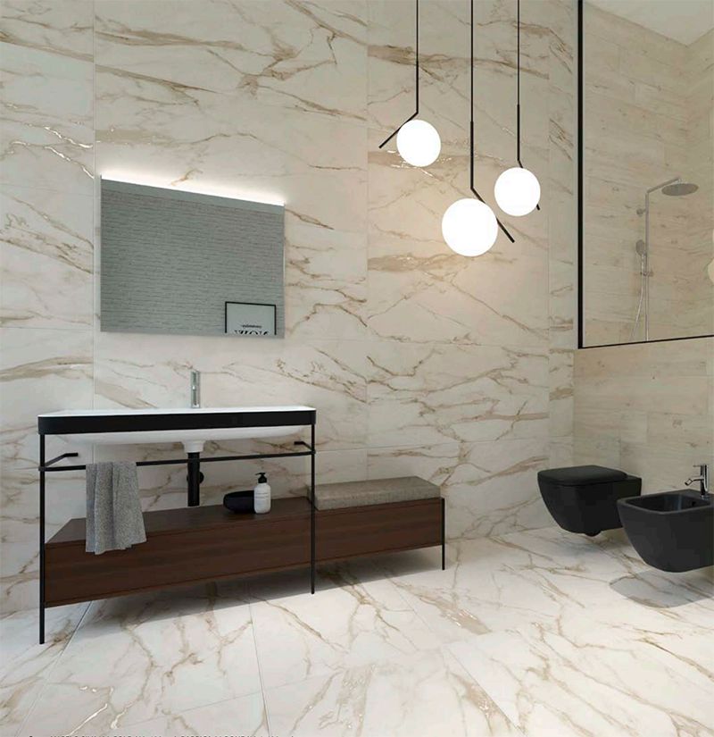 24 X 48 Angelo Silk Gold Matte Marble Look Porcelain Tile-Porcelain Tile Large Formate-American Tile Depot