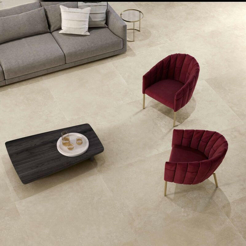 24 X 48 Appia Cross Cut Beige Polished Travertine Look Porcelain Tile