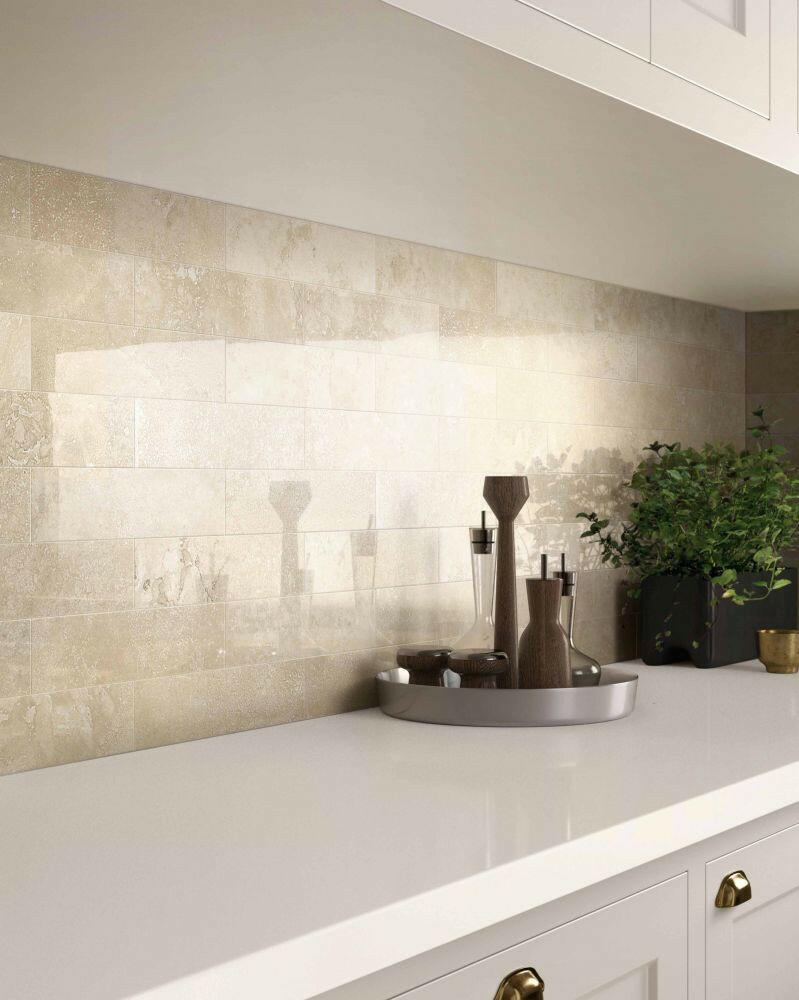 24 X 48 Appia Cross Cut Beige Polished Travertine Look Porcelain Tile-PORCELAIN-Large Format-American Tile Depot