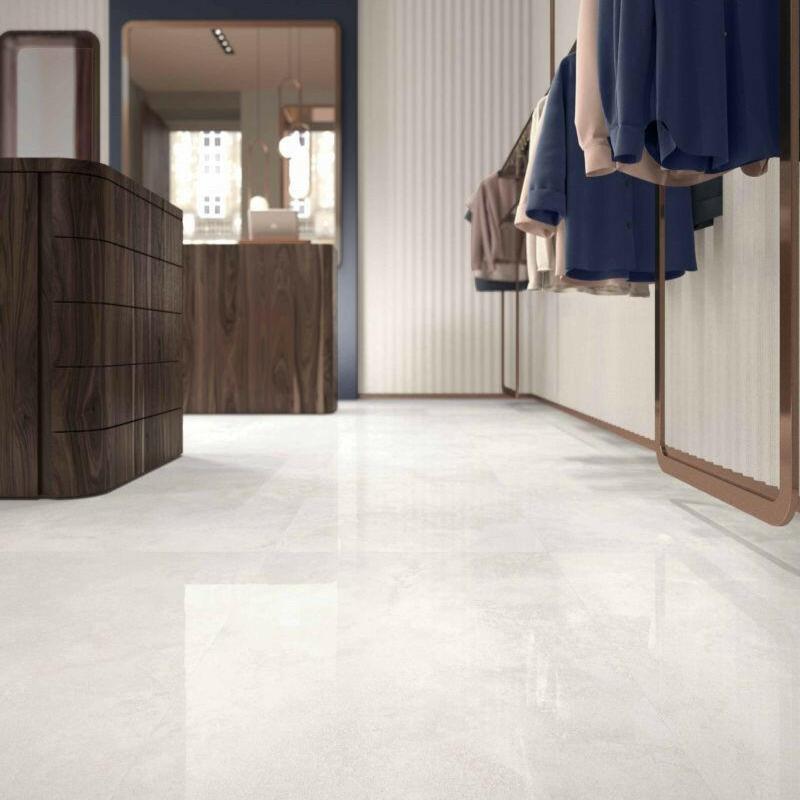 24 X 48 Appia Cross Cut White Polished Travertine Look Porcelain Tile-PORCELAIN-Large Format-American Tile Depot