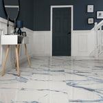 24 X 48 Calacatta Blue Polished Marble Look Porcelain Tile-PORCELAIN-Large Format-American Tile Depot