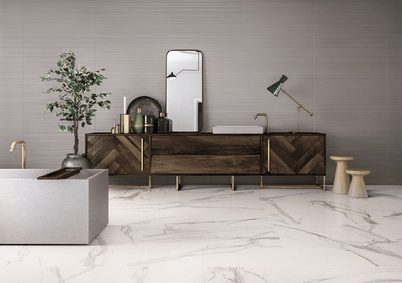 24 X 48 Calacatta Gold Lux Semi-Polished Marble Look Porcelain Tile-Porcelain Tile Large Formate-American Tile Depot