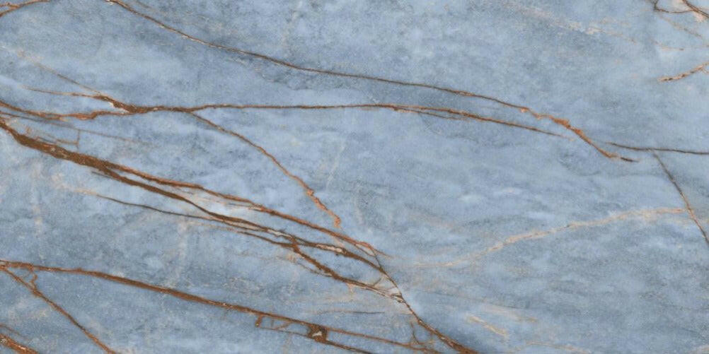 24 X 48 Heritage Luxe Azure Glossy Marble Look Porcelain Tile-PORCELAIN-Large Format-American Tile Depot