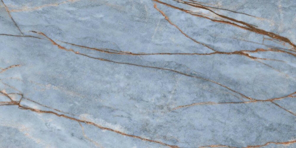 24 X 48 Heritage Luxe Azure Glossy Marble Look Porcelain Tile-PORCELAIN-Large Format-American Tile Depot