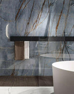 24 X 48 Heritage Luxe Azure Glossy Marble Look Porcelain Tile-PORCELAIN-Large Format-American Tile Depot