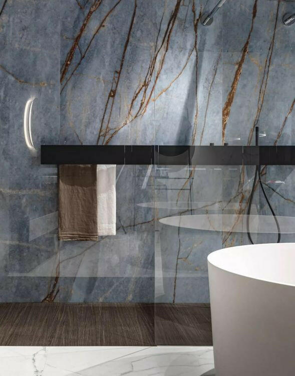 24 X 48 Heritage Luxe Azure Matte Marble Look Porcelain Tile-PORCELAIN-Large Format-American Tile Depot