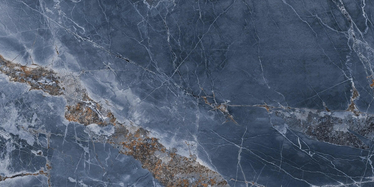 24 X 48 Marmo Metallo Blue Polished Marble Look Porcelain Tile-Porcelain Tile Large Formate-American Tile Depot