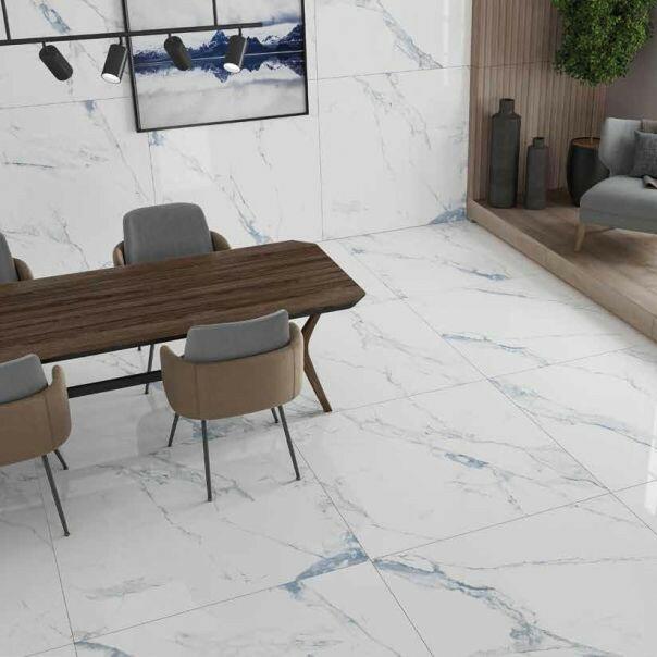 24 X 48 Marshall Blue Polished Marble Look Porcelain Tile-PORCELAIN-Large Format-American Tile Depot