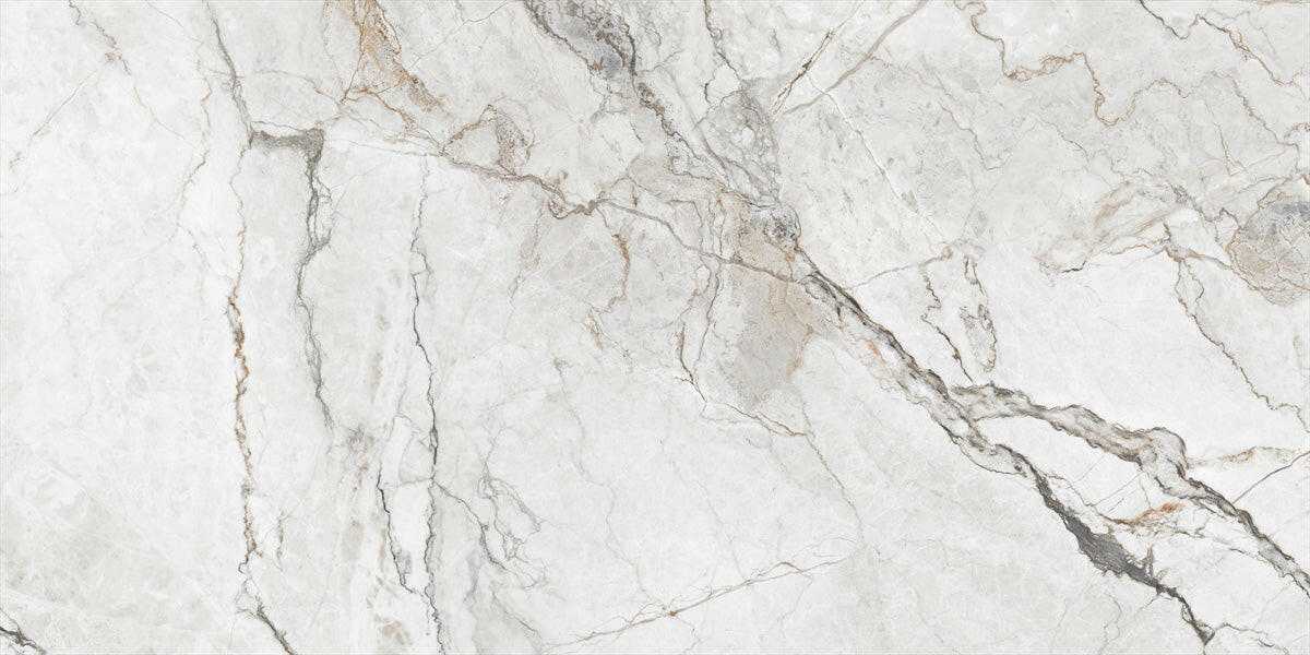 24 X 48 Orlando White Polished Marble Look Porcelain Tile-Porcelain Tile Large Formate-American Tile Depot