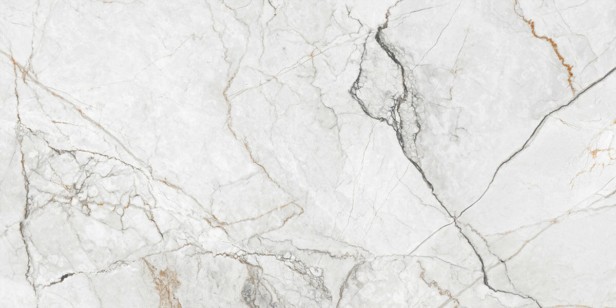 24 X 48 Orlando White Polished Marble Look Porcelain Tile-Porcelain Tile Large Formate-American Tile Depot