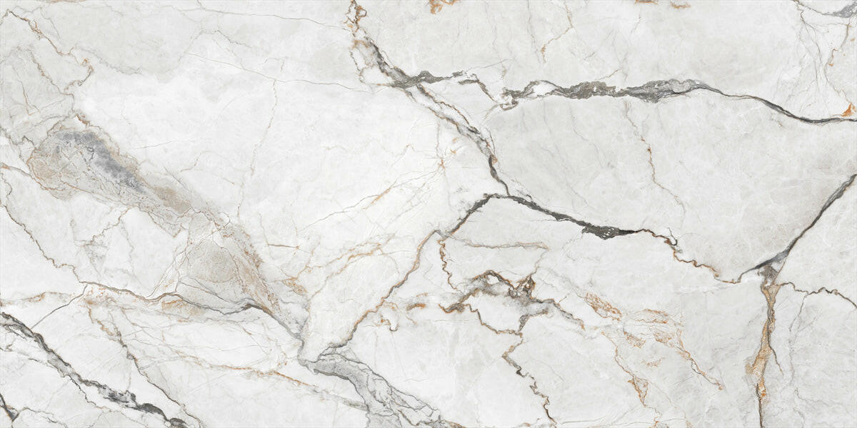 24 X 48 Orlando White Polished Marble Look Porcelain Tile-Porcelain Tile Large Formate-American Tile Depot