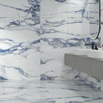 24 X 48 Patagonia Blue Polished Marble Look Porcelain Tile-Porcelain Tile Large Formate-American Tile Depot