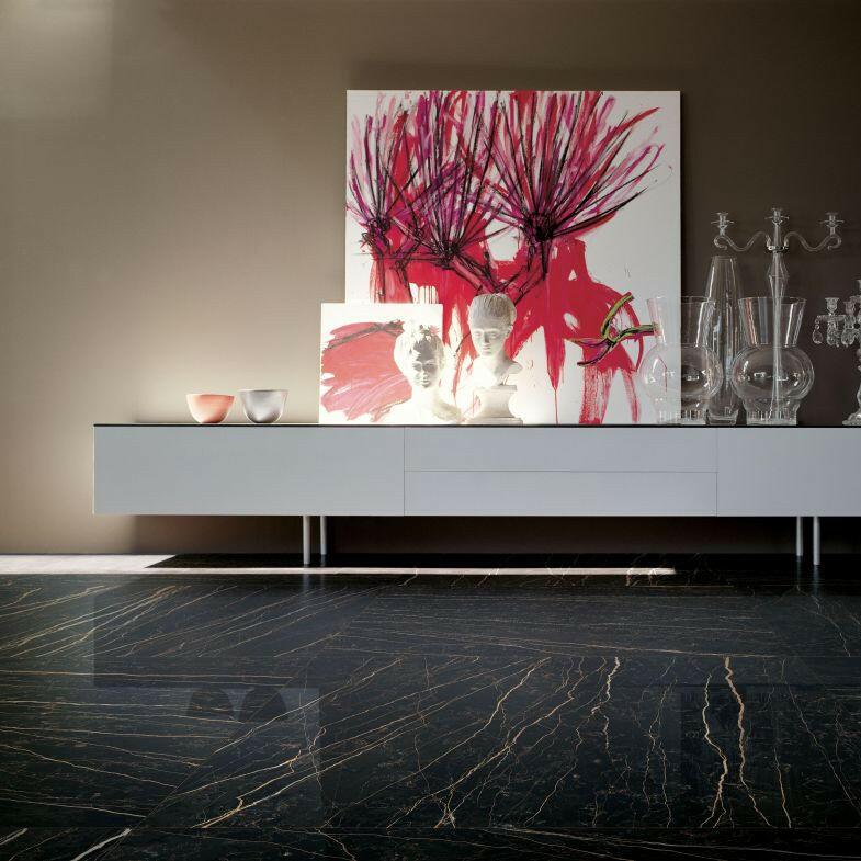 24 X 48 Prexious Thunder Night Glossy Marble Look Porcelain Tile-PORCELAIN-Large Format-American Tile Depot