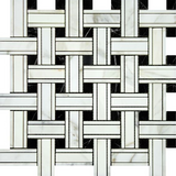 Calacatta Gold Marble Polished Triple Weave Mosaic Tile w / Black Dots