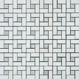 Thassos White Marble Honed Pinwheel Mosaic Tile w/ Ming-Green Dots