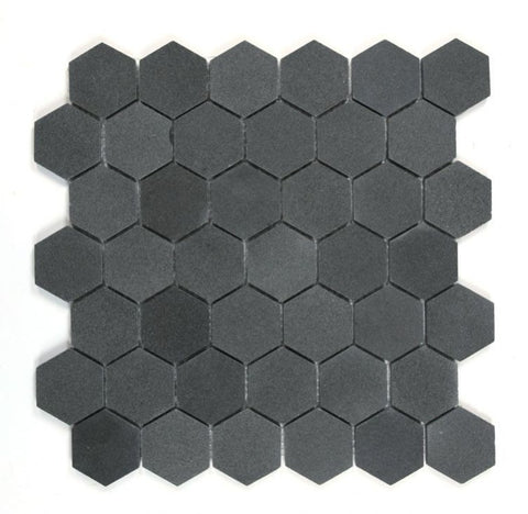 2" Beehive Basalt Hexagon Marble Mosaic Tile