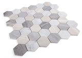 2" Beehive Blue Polished Hexagon Marble Mosaic Tile-Marble Mosaic-American Tile Depot