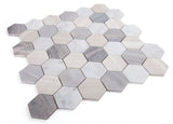 2" Beehive Blue Polished Hexagon Marble Mosaic Tile