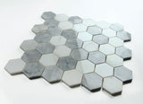 2" Beehive City Grey Polished Hexagon Marble Mosaic Tile