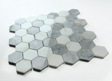 2" Beehive City Grey Polished Hexagon Marble Mosaic Tile