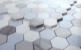 2" Beehive Deep Ocean Polished Hexagon Marble Mosaic Tile