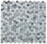 2" Beehive Mix Grey Honed Hexagon Marble Mosaic Tile