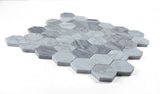 2" Beehive Mix Grey Honed Hexagon Marble Mosaic Tile