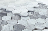 2" Beehive Mix Grey Honed Hexagon Marble Mosaic Tile