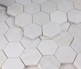 2" Beehive Snow White Polished Hexagon Marble Mosaic Tile