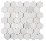 2" Beehive Snow White Polished Hexagon Marble Mosaic Tile