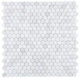 2" Beehive White Polished Hexagon Marble Mosaic Tile