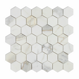 Calacatta Gold Marble Honed 2" Hexagon Mosaic Tile