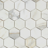 Calacatta Gold Marble Polished 2" Hexagon Mosaic Tile