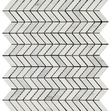 Oriental White / Asian Statuary Marble Honed Mini Chevron Mosaic Tile