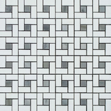 Thassos White Marble Honed Pinwheel Mosaic Tile w/ Blue-Gray Dots