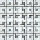 Thassos White Marble Polished Pinwheel Mosaic Tile w/ Blue-Gray Dots