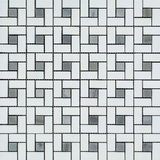 Thassos White Marble Honed Pinwheel Mosaic Tile w/ Blue-Gray Dots