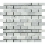 1 x 2 Bianco Venatino (Bianco Mare) Marble Honed Brick Mosaic Tile