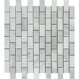 1 x 2 Bianco Venatino (Bianco Mare) Marble Honed Brick Mosaic Tile