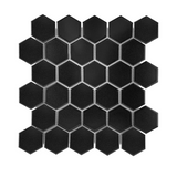 Gio Black Matte 2" Hexagon Porcelain Mosaic Tile