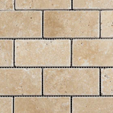 2 X 4 Walnut Travertine Tumbled Brick Mosaic Tile