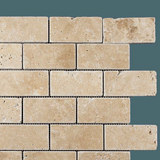 2 X 4 Walnut Travertine Tumbled Brick Mosaic Tile