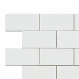 2 X 4 Thassos White Marble Polished Brick Mosaic Tile-Marble Mosaic-American Tile Depot