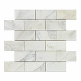 2 X 4 Calacatta Gold Marble Polished Brick Mosaic Tile-Marble Mosaic-American Tile Depot