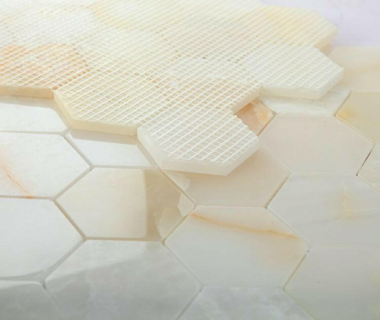 3" Beehive Onyx White Polished Hexagon Marble Mosaic Tile-Marble Mosaic-American Tile Depot