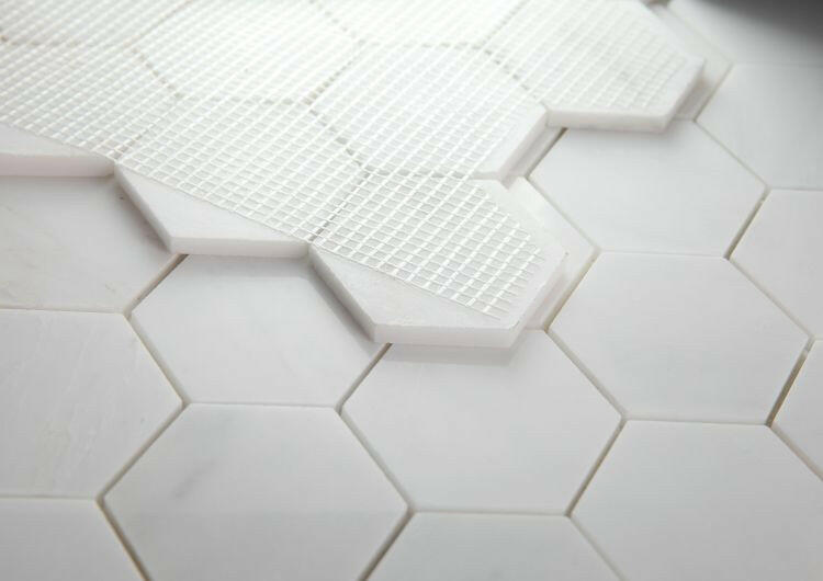 3" Beehive Snow White Polished Hexagon Marble Mosaic Tile-Marble Mosaic-American Tile Depot