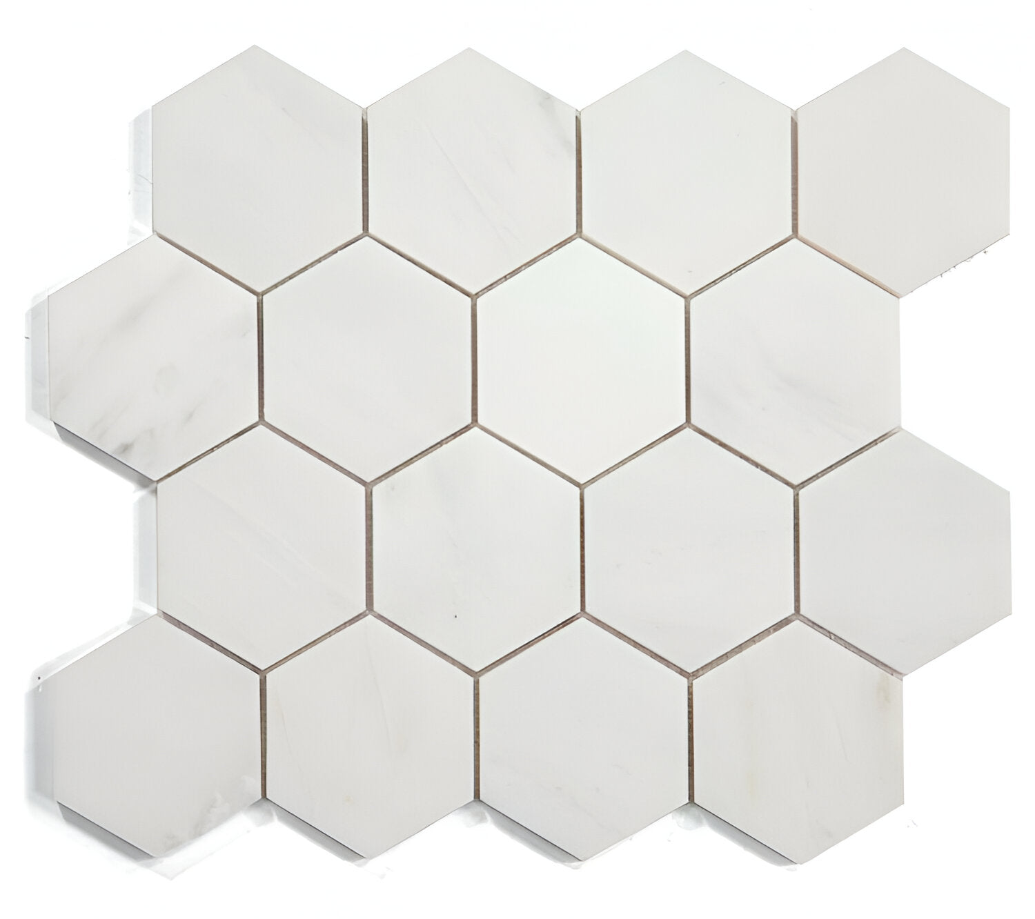 3" Beehive Snow White Polished Hexagon Marble Mosaic Tile-Marble Mosaic-American Tile Depot