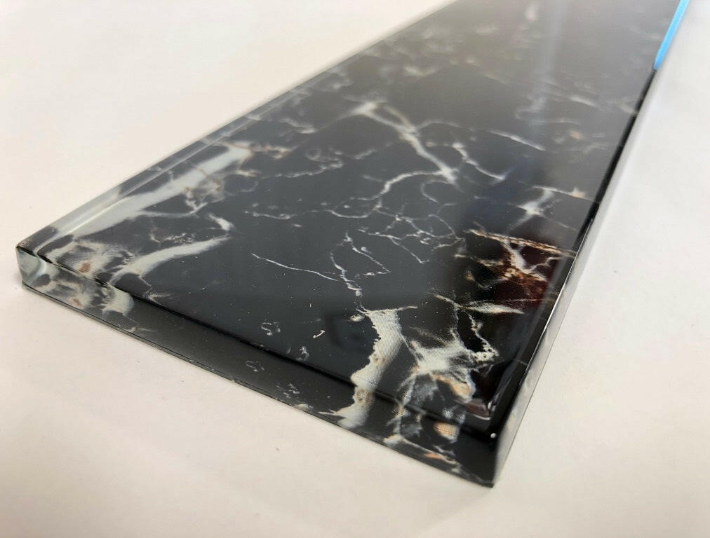 3 X 12 Black Marquina Marble Look Glass Subway Tile-Glass Tile-American Tile Depot