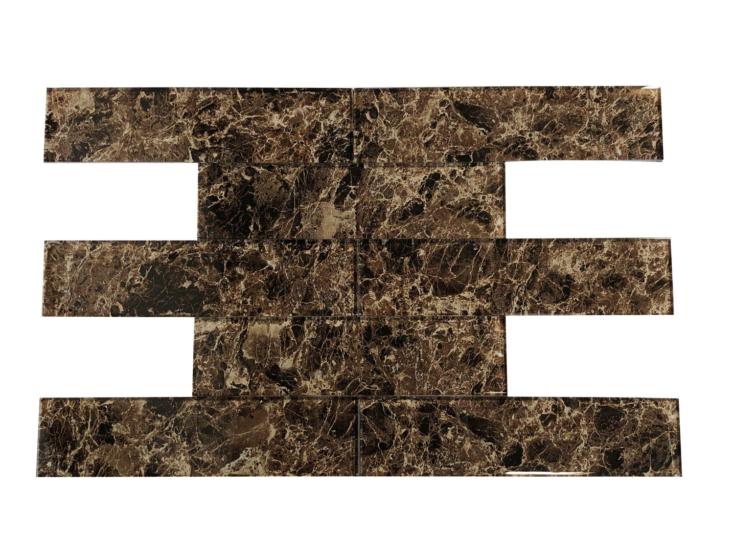 3 X 12 Emperador Marble Look Glass Subway Tile-Glass Tile-American Tile Depot