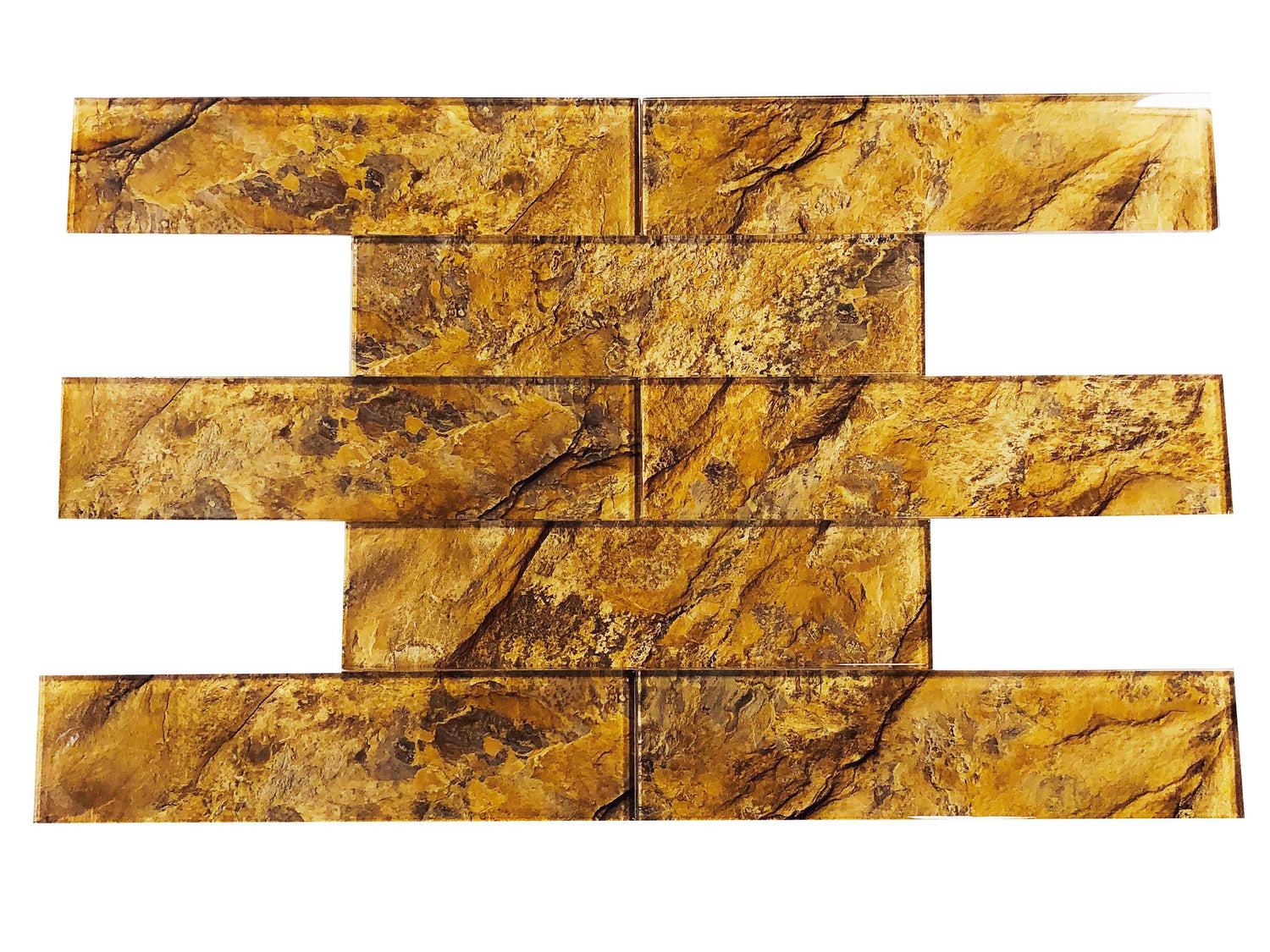 3 X 12 Golden Rock Marble Look Glass Subway Tile-Glass Tile-American Tile Depot